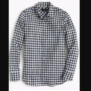 J. Crew Perfect Shirt in Navy Gingham Flannel